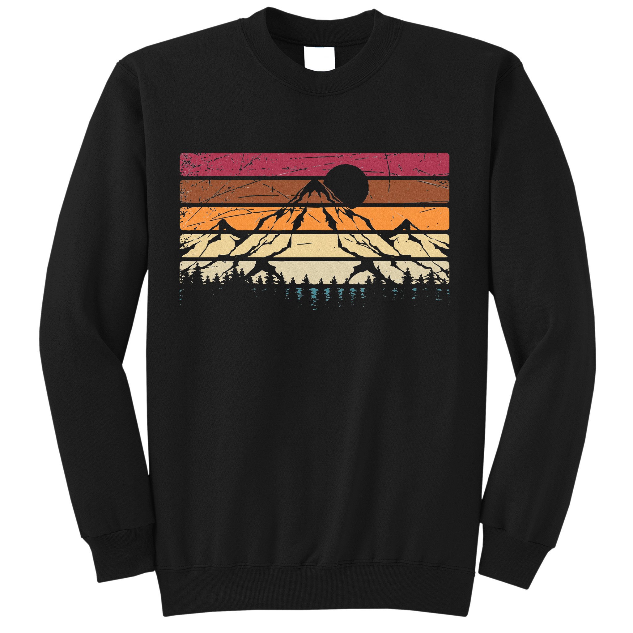 Forest Mountain Outdoors Nature Wildlife Trees Retro Hiking Sweatshirt
