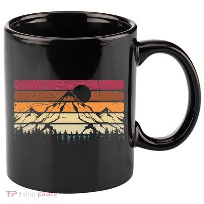 Forest Mountain Outdoors Nature Wildlife Trees Retro Hiking 11oz C Handle Ceramic Mug