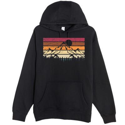 Forest Mountain Outdoors Nature Wildlife Trees Retro Hiking Premium Pullover Hoodie
