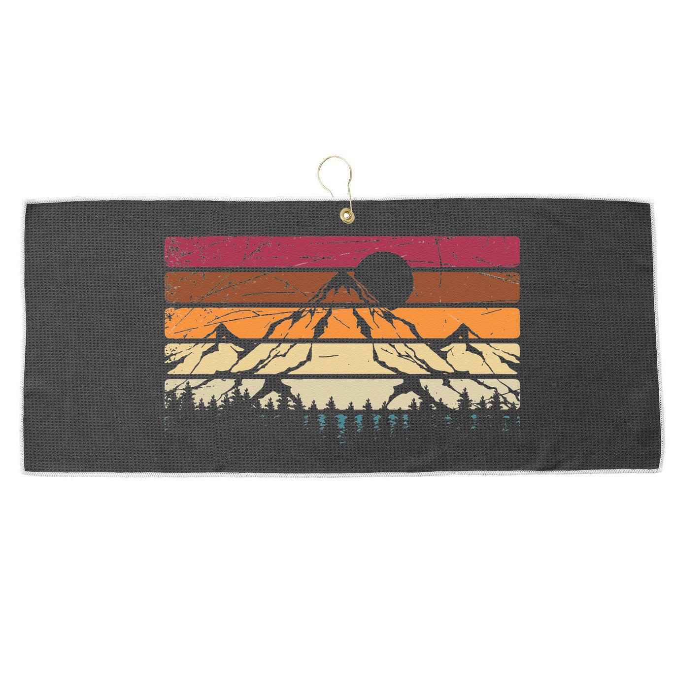 Forest Mountain Outdoors Nature Wildlife Trees Retro Hiking Large Microfiber Waffle Golf Towel