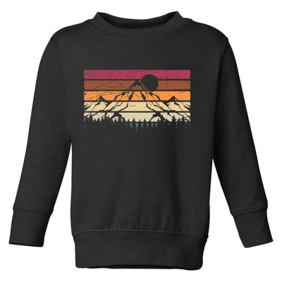 Forest Mountain Outdoors Nature Wildlife Trees Retro Hiking Toddler Sweatshirt