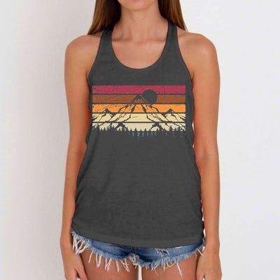 Forest Mountain Outdoors Nature Wildlife Trees Retro Hiking Women's Knotted Racerback Tank