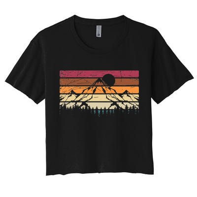 Forest Mountain Outdoors Nature Wildlife Trees Retro Hiking Crop Top