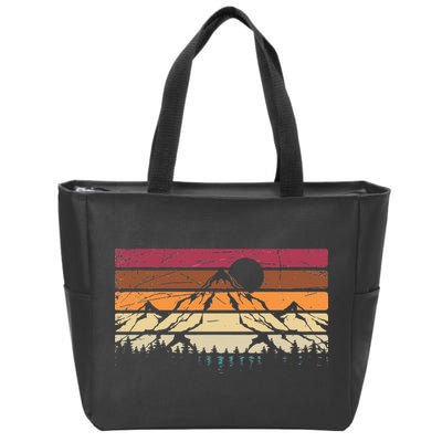 Forest Mountain Outdoors Nature Wildlife Trees Retro Hiking Zip Tote Bag