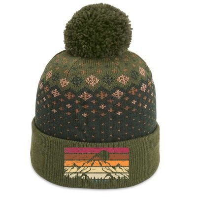 Forest Mountain Outdoors Nature Wildlife Trees Retro Hiking The Baniff Cuffed Pom Beanie