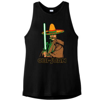 Funny Mexican Obi Juan Movie Parody Nerd Cinco De Mayo Gift Ladies PosiCharge Tri-Blend Wicking Tank