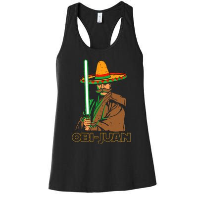 Funny Mexican Obi Juan Movie Parody Nerd Cinco De Mayo Gift Women's Racerback Tank