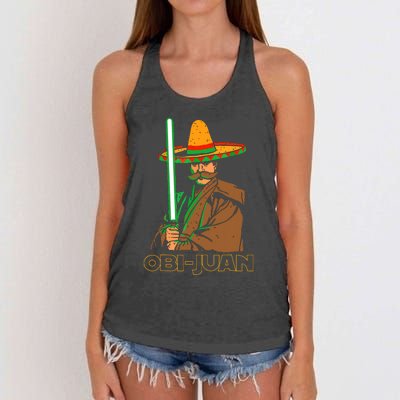 Funny Mexican Obi Juan Movie Parody Nerd Cinco De Mayo Gift Women's Knotted Racerback Tank