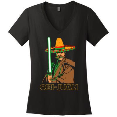 Funny Mexican Obi Juan Movie Parody Nerd Cinco De Mayo Gift Women's V-Neck T-Shirt