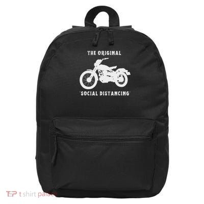 Funny Motorcycle Original Social Distancing 16 in Basic Backpack