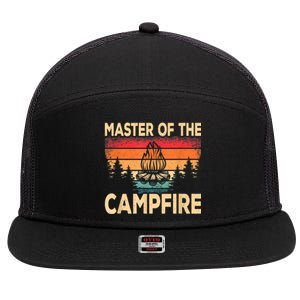 Funny Master Of The Campfire Camper Outdoorlife Camping 7 Panel Mesh Trucker Snapback Hat