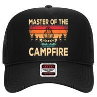 Funny Master Of The Campfire Camper Outdoorlife Camping High Crown Mesh Back Trucker Hat