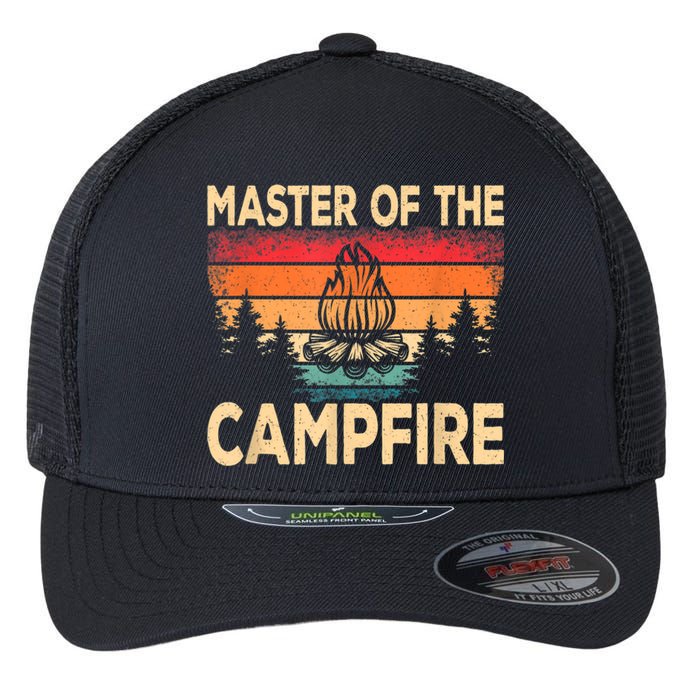 Funny Master Of The Campfire Camper Outdoorlife Camping Flexfit Unipanel Trucker Cap