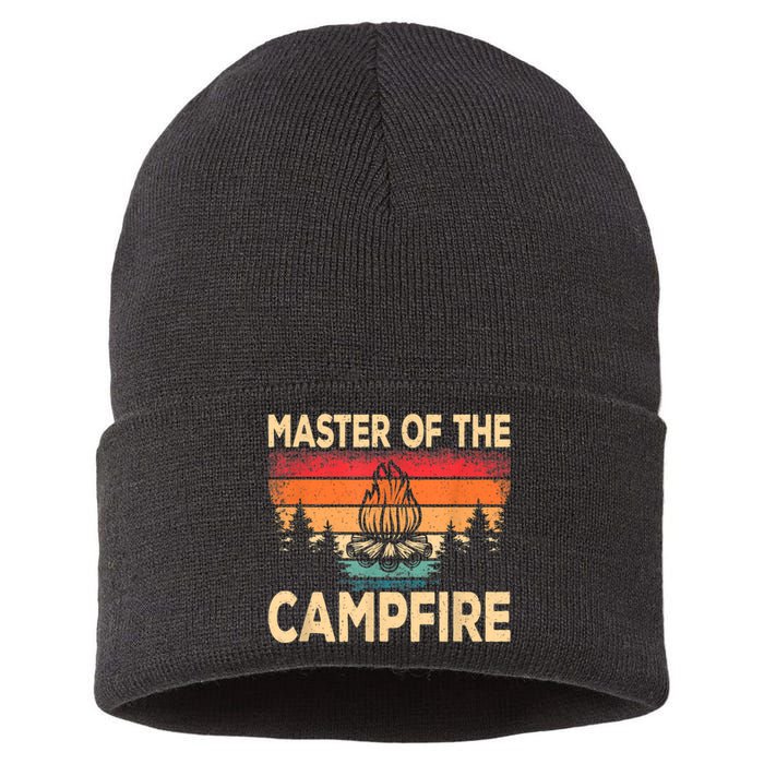 Funny Master Of The Campfire Camper Outdoorlife Camping Sustainable Knit Beanie