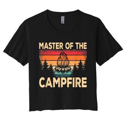 Funny Master Of The Campfire Camper Outdoorlife Camping Women's Crop Top Tee