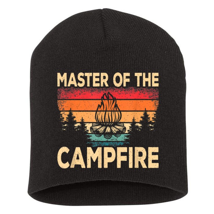 Funny Master Of The Campfire Camper Outdoorlife Camping Short Acrylic Beanie