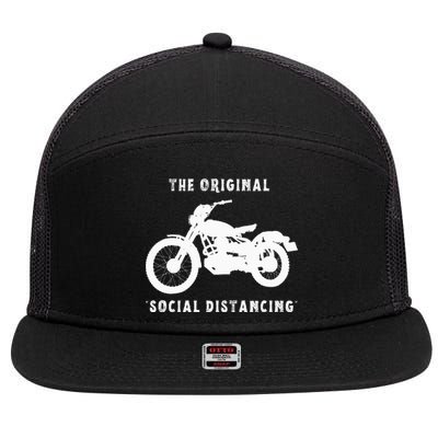 Funny Motorcycle Original Social Distancing 7 Panel Mesh Trucker Snapback Hat