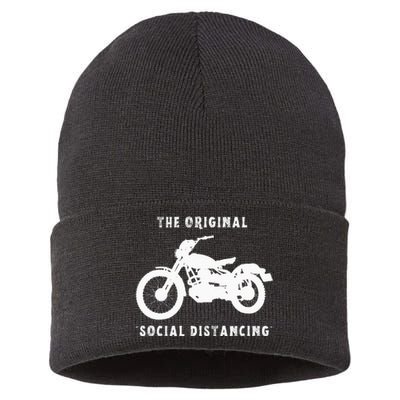 Funny Motorcycle Original Social Distancing Sustainable Knit Beanie