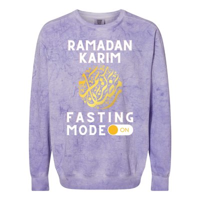 Fasting Mode On Funny Ramadan Mubarak Karim For Muslims Gift Colorblast Crewneck Sweatshirt