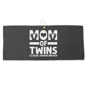 Funny Mom Of Twins Classic Overachiever Cool Twin Mom Gift Large Microfiber Waffle Golf Towel