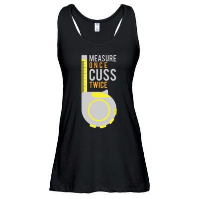 Funny Measure Once Cuss Twice Construction Worker Gift Ladies Essential Flowy Tank