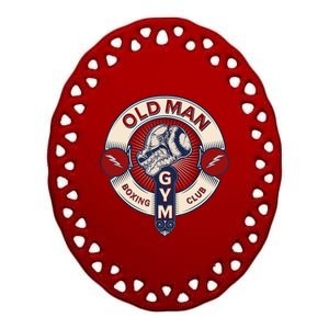 Funny MMA Old Man Boxing Club Combat Sports Ceramic Oval Ornament