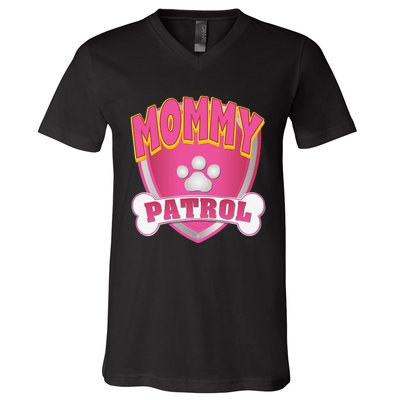 Funny Mommy Of The Birthday Girl Dog Paw Mom Matching Gift V-Neck T-Shirt