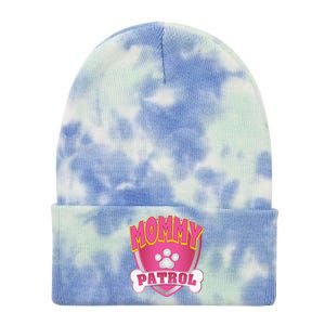 Funny Mommy Of The Birthday Girl Dog Paw Mom Matching Gift Tie Dye 12in Knit Beanie