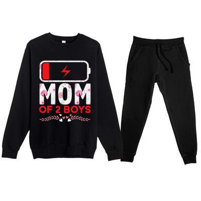 Funny Mom Of 2 From Son Mothers Day Birthday Premium Crewneck Sweatsuit Set