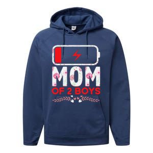 Funny Mom Of 2 From Son Mothers Day Birthday Performance Fleece Hoodie