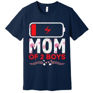 Funny Mom Of 2 From Son Mothers Day Birthday Premium T-Shirt