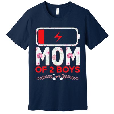 Funny Mom Of 2 From Son Mothers Day Birthday Premium T-Shirt