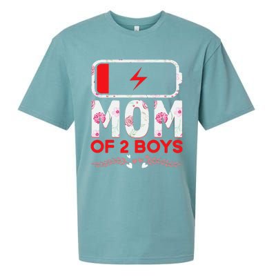 Funny Mom Of 2 From Son Mothers Day Birthday Sueded Cloud Jersey T-Shirt