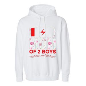 Funny Mom Of 2 From Son Mothers Day Birthday Garment-Dyed Fleece Hoodie