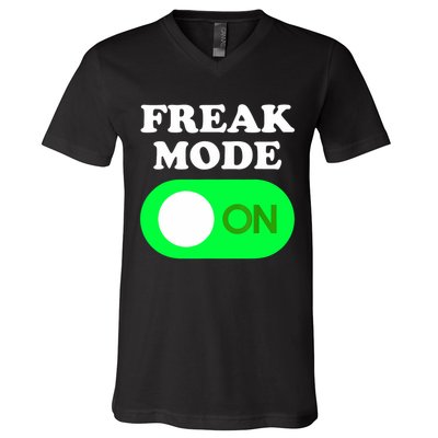 FREAK MODE ON - Funny Power Button Freaky Viral Slang Meme  V-Neck T-Shirt