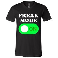 FREAK MODE ON - Funny Power Button Freaky Viral Slang Meme  V-Neck T-Shirt