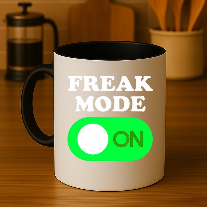 FREAK MODE ON - Funny Power Button Freaky Viral Slang Meme  Mug