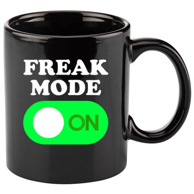 FREAK MODE ON - Funny Power Button Freaky Viral Slang Meme  11oz C Handle Ceramic Mug