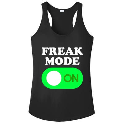 FREAK MODE ON - Funny Power Button Freaky Viral Slang Meme  Ladies PosiCharge Competitor Racerback Tank