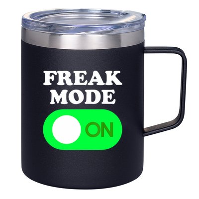 FREAK MODE ON - Funny Power Button Freaky Viral Slang Meme  12oz Stainless Steel Coffee Mug