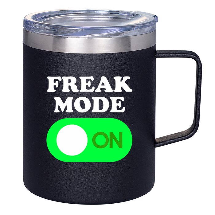 FREAK MODE ON - Funny Power Button Freaky Viral Slang Meme  12oz Stainless Steel Coffee Mug