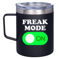 FREAK MODE ON - Funny Power Button Freaky Viral Slang Meme  12oz Stainless Steel Coffee Mug