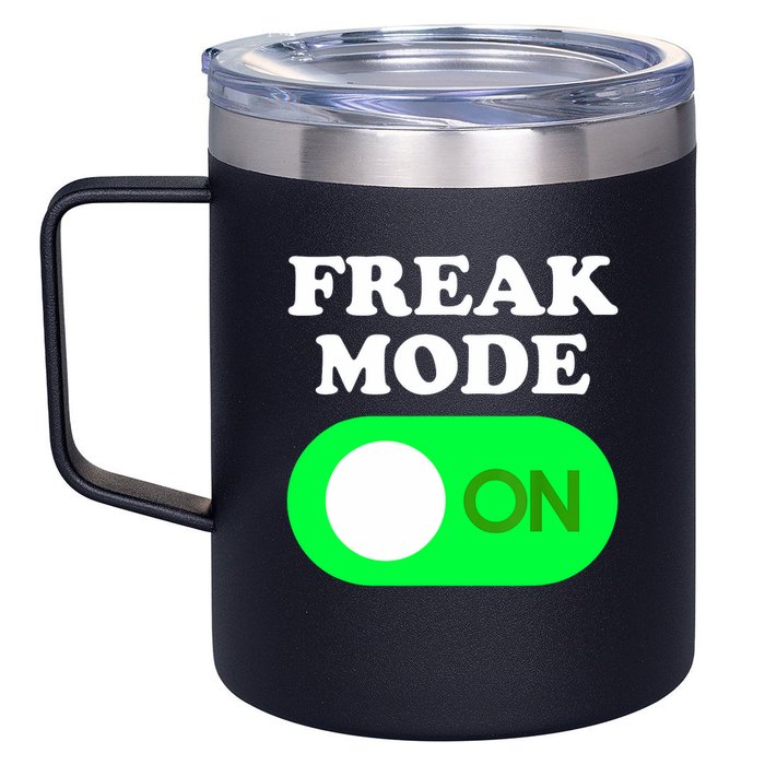 FREAK MODE ON - Funny Power Button Freaky Viral Slang Meme  12oz Stainless Steel Coffee Mug