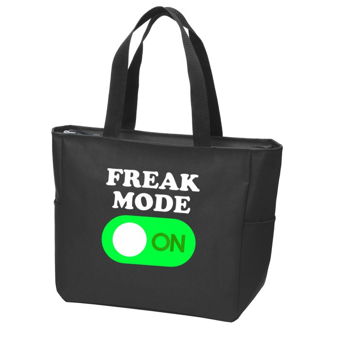 FREAK MODE ON - Funny Power Button Freaky Viral Slang Meme  Zip Tote Bag