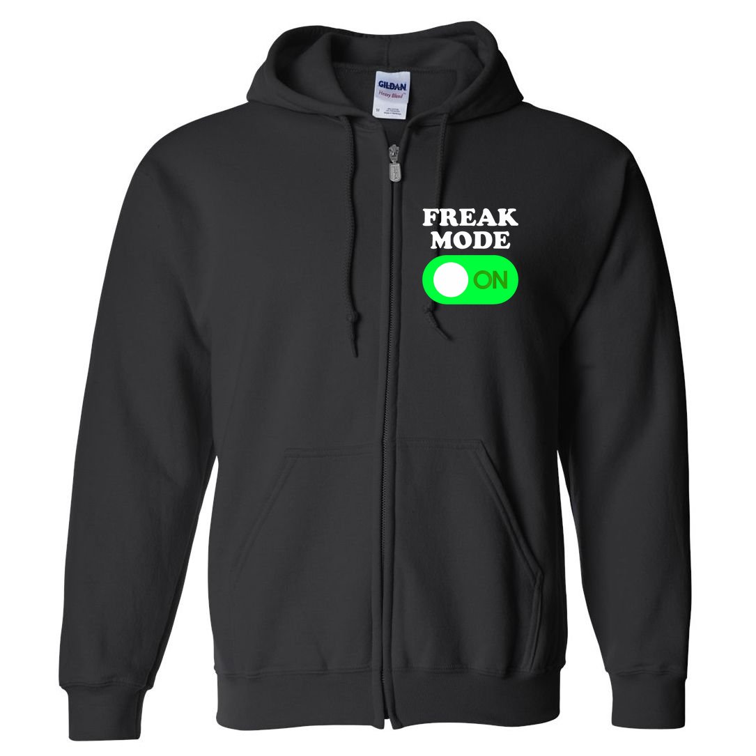 FREAK MODE ON - Funny Power Button Freaky Viral Slang Meme  Full Zip Hoodie