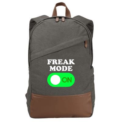 FREAK MODE ON - Funny Power Button Freaky Viral Slang Meme  Cotton Canvas Backpack