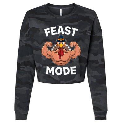 Feast Mode On Turkey Muscle Thanksgiving Cropped Pullover Crew