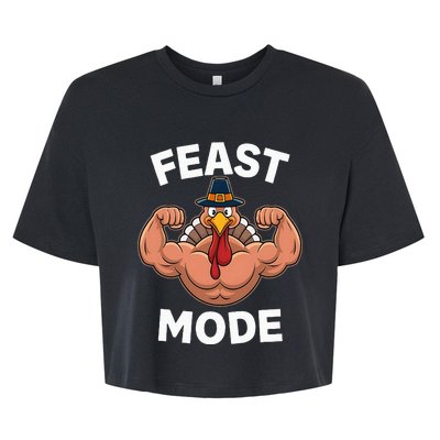 Feast Mode On Turkey Muscle Thanksgiving Bella+Canvas Jersey Crop Tee