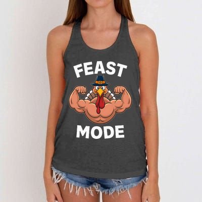 Feast Mode On Turkey Muscle Thanksgiving Women's Knotted Racerback Tank