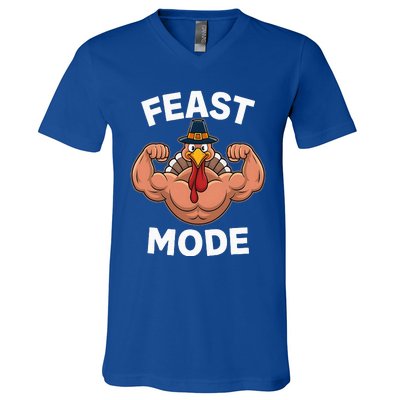 Feast Mode On Turkey Muscle Thanksgiving V-Neck T-Shirt